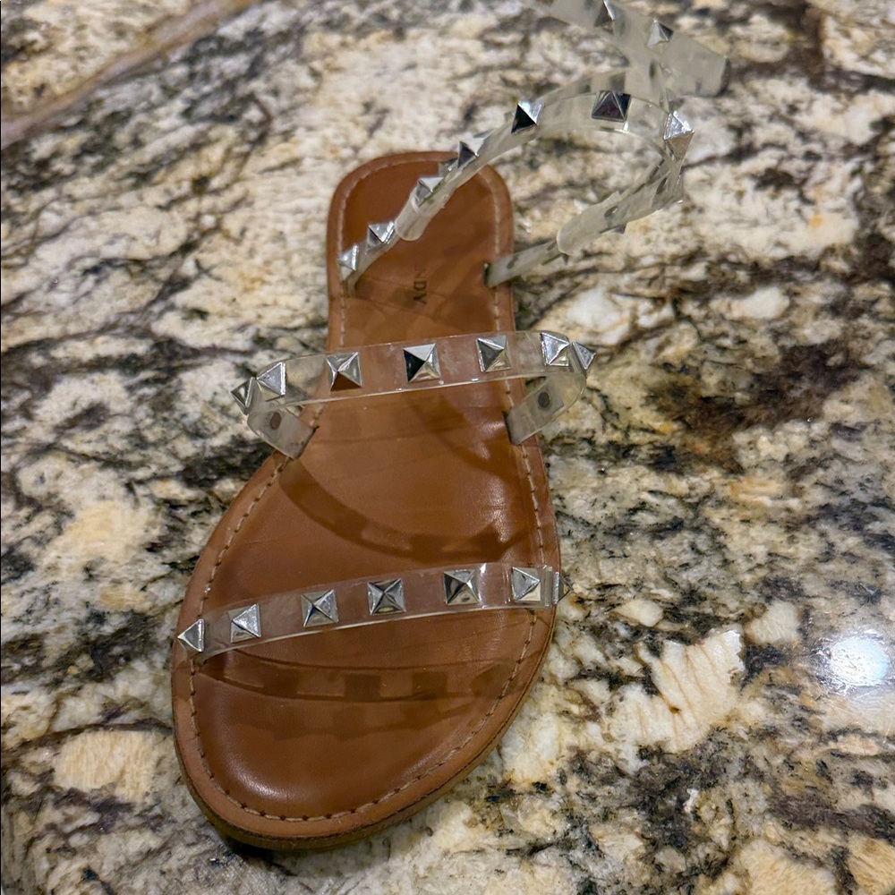 Milani Clear Silver Studded Strap Sandals